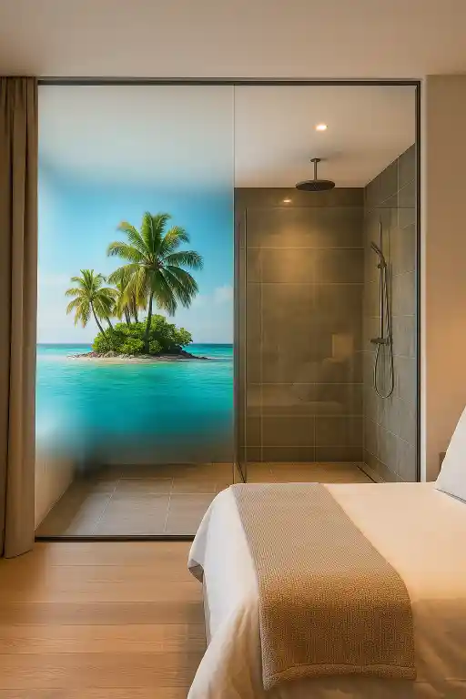 Sichschutz eines Badezimmers im Hotel Raum Baden Sichschutz eines Badezimmers im Hotel Raum Baden