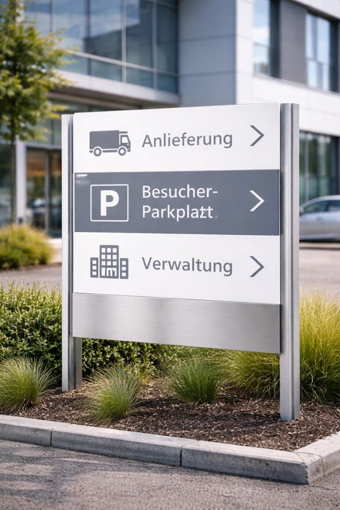 Hinweisschilder am Firmengelände - Logistikfirma Wien Umgebung
