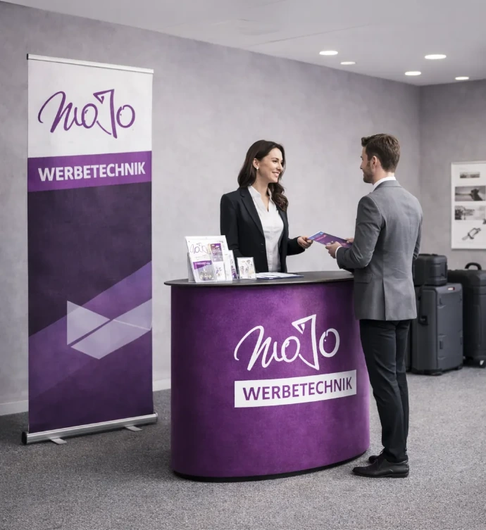 Mobile Messetheken und Promotion-Counter für Messen im Raum Bruck, Baden &amp; Wien von MoJo Graphix